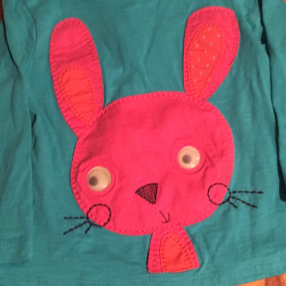Baby Girl Long Sleeve Tee with Embroidered Bunny - Picture 2 of 5
